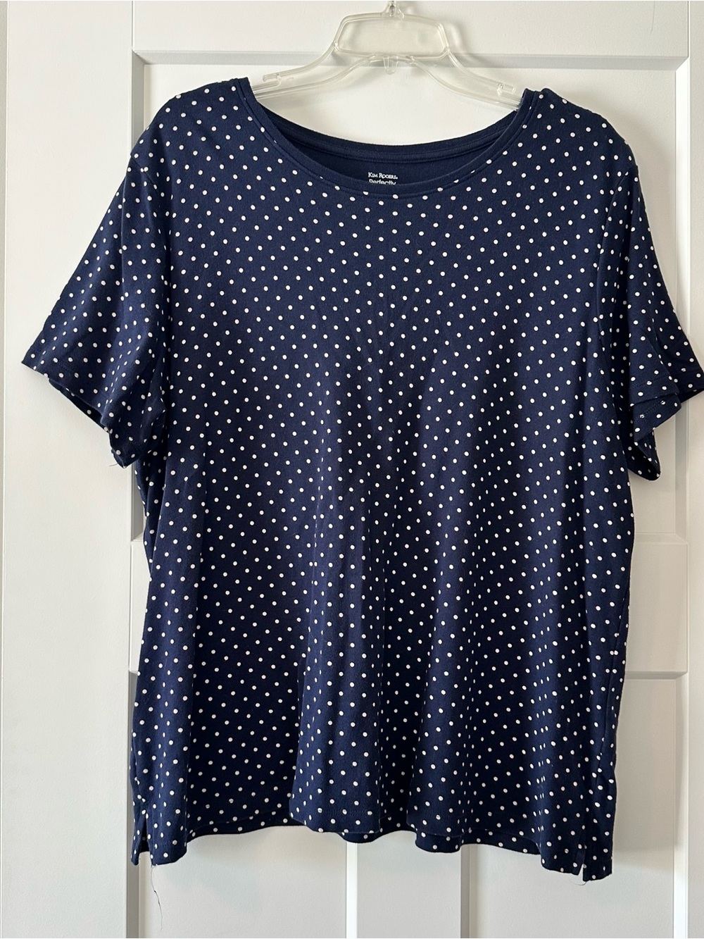 Kim Rogers Navy Blue Polka Dot Short Sleeve Tee